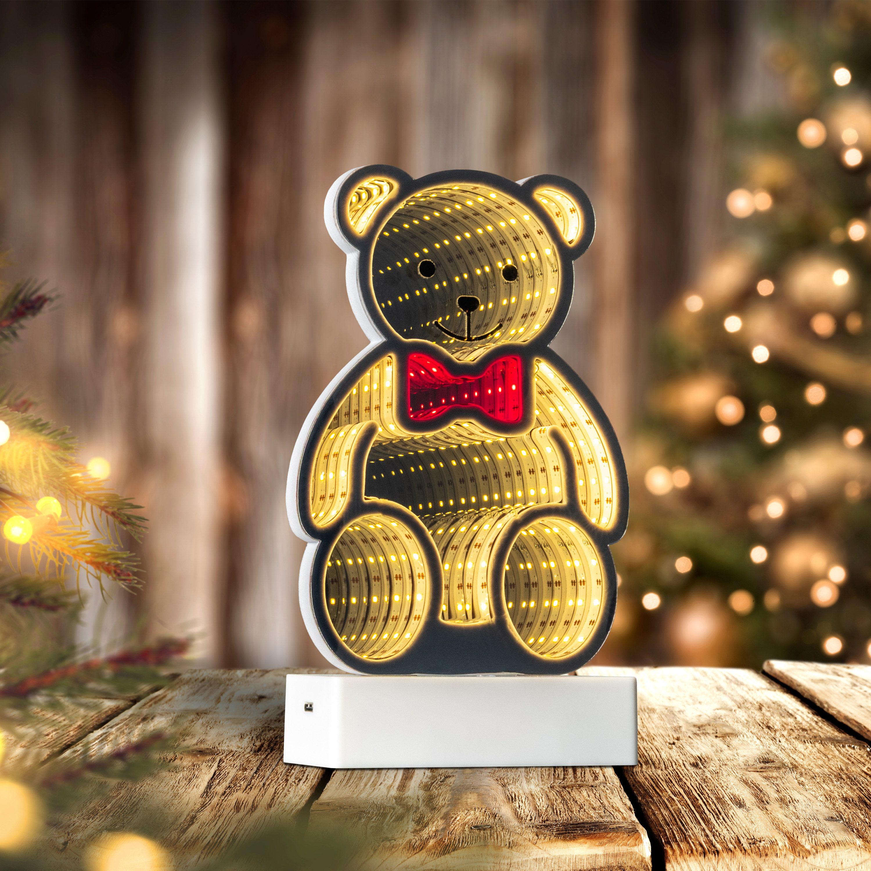 OTTO home LED Dekolicht Evvina - Teddybär, LED fest integriert, Warmweiß, Infinity Effekt, Deko für Innen, beidseitig beleuchtet, Nachtlicht