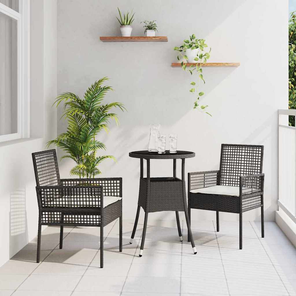 Garten-Essgruppe Garten-Esszimmer-Set Poly-Rattan Schwarz 60x80x75 cm Tisch & Stühle