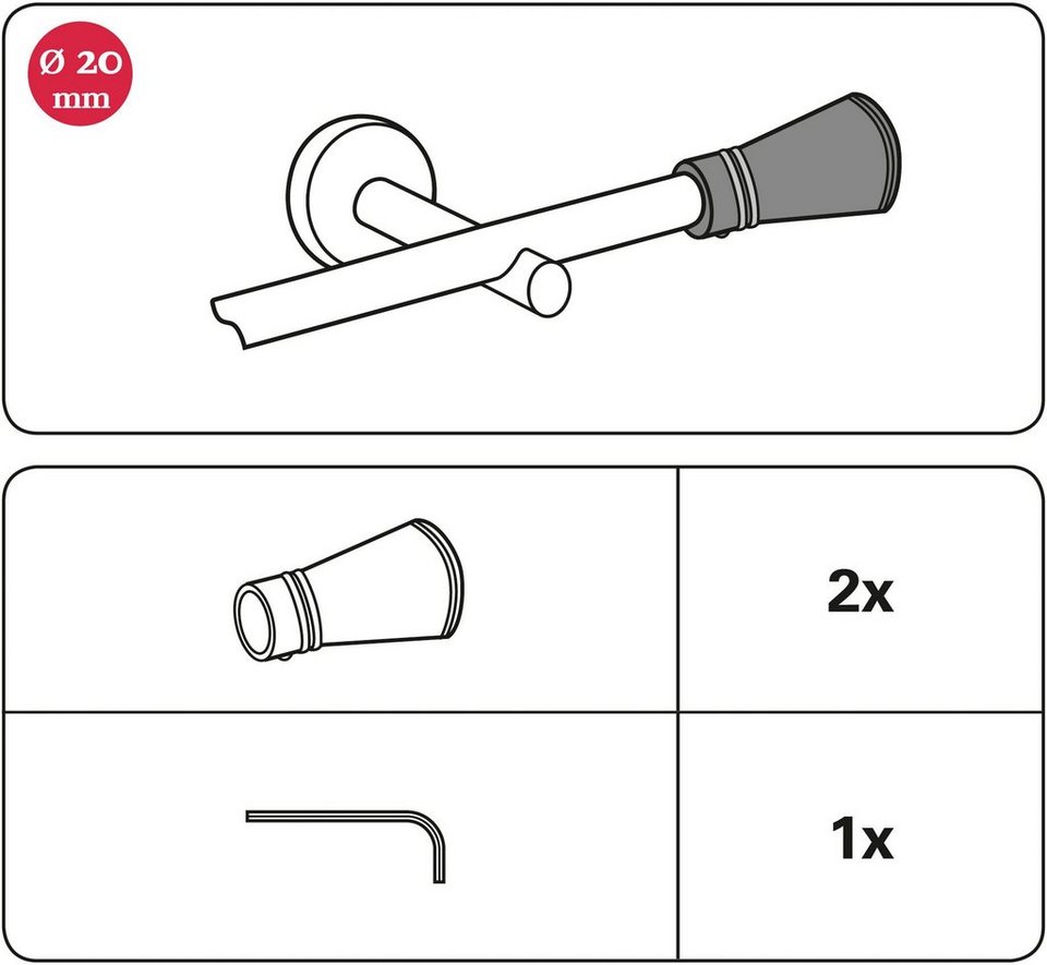 Gardinenstangen-Endstück Siro, GARDINIA, (2-St), Serie Einzelprogramm  Chicago Ø 20 mm, als Endstück für Gardinenstangen