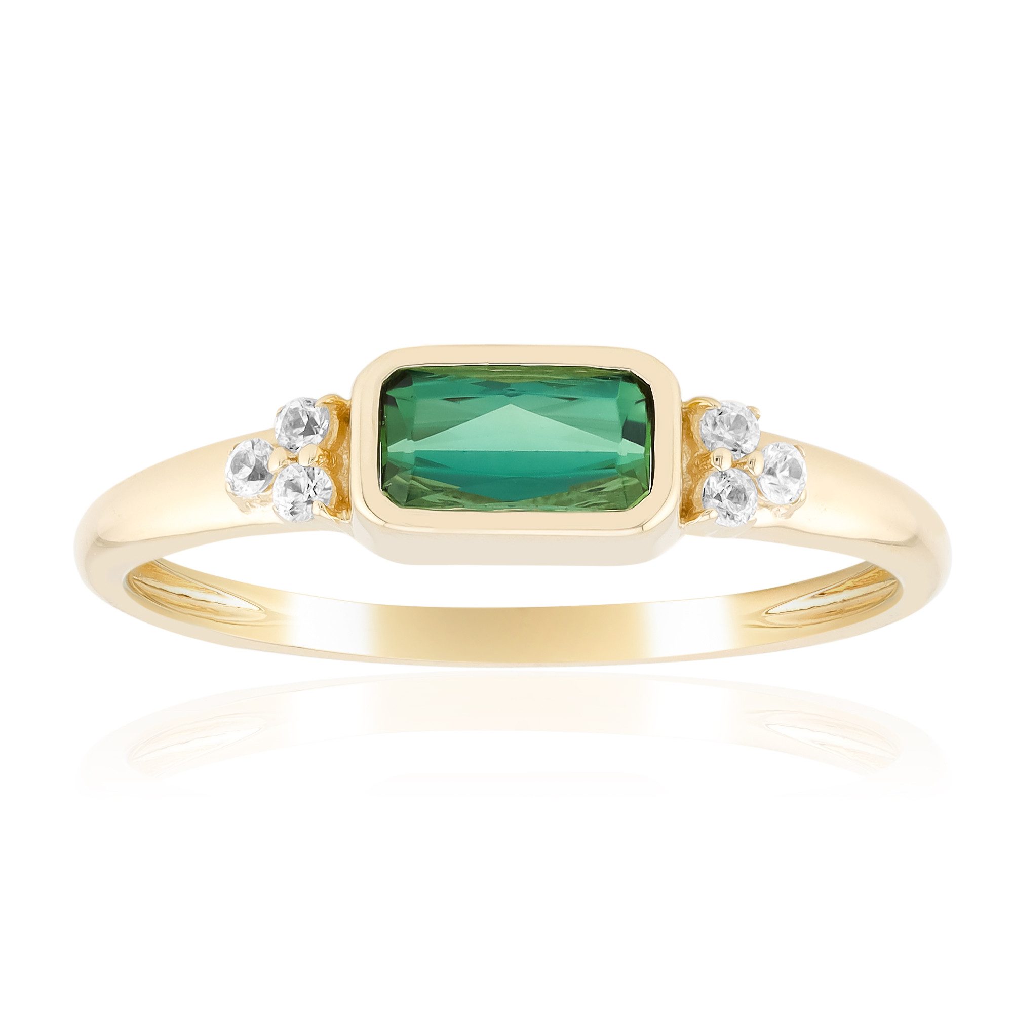 Cavill Goldring 9K Gelbgold Ring mit 0,55 ct grünem Turmalin und Zirkonbesatz (1-tlg)
