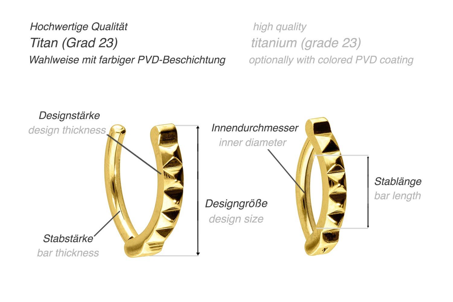 PIERCINGLINE Bauchnabelpiercing Titan Bauchnabelclicker BOGEN + NIETEN (Clicker, 1-tlg)