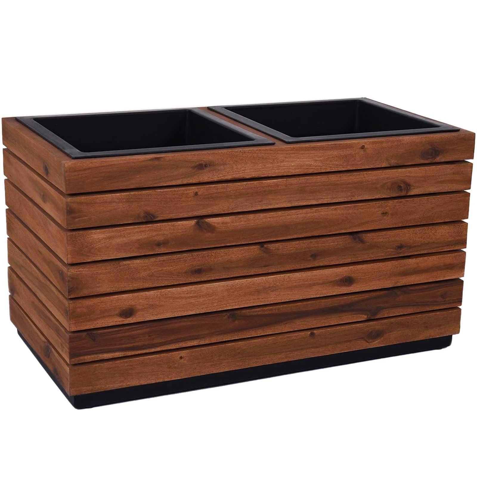 VIVANNO Pflanzkübel Holz MAXI Kasten - Akazienbraun Gestreift (1 St), 85x43x41 cm