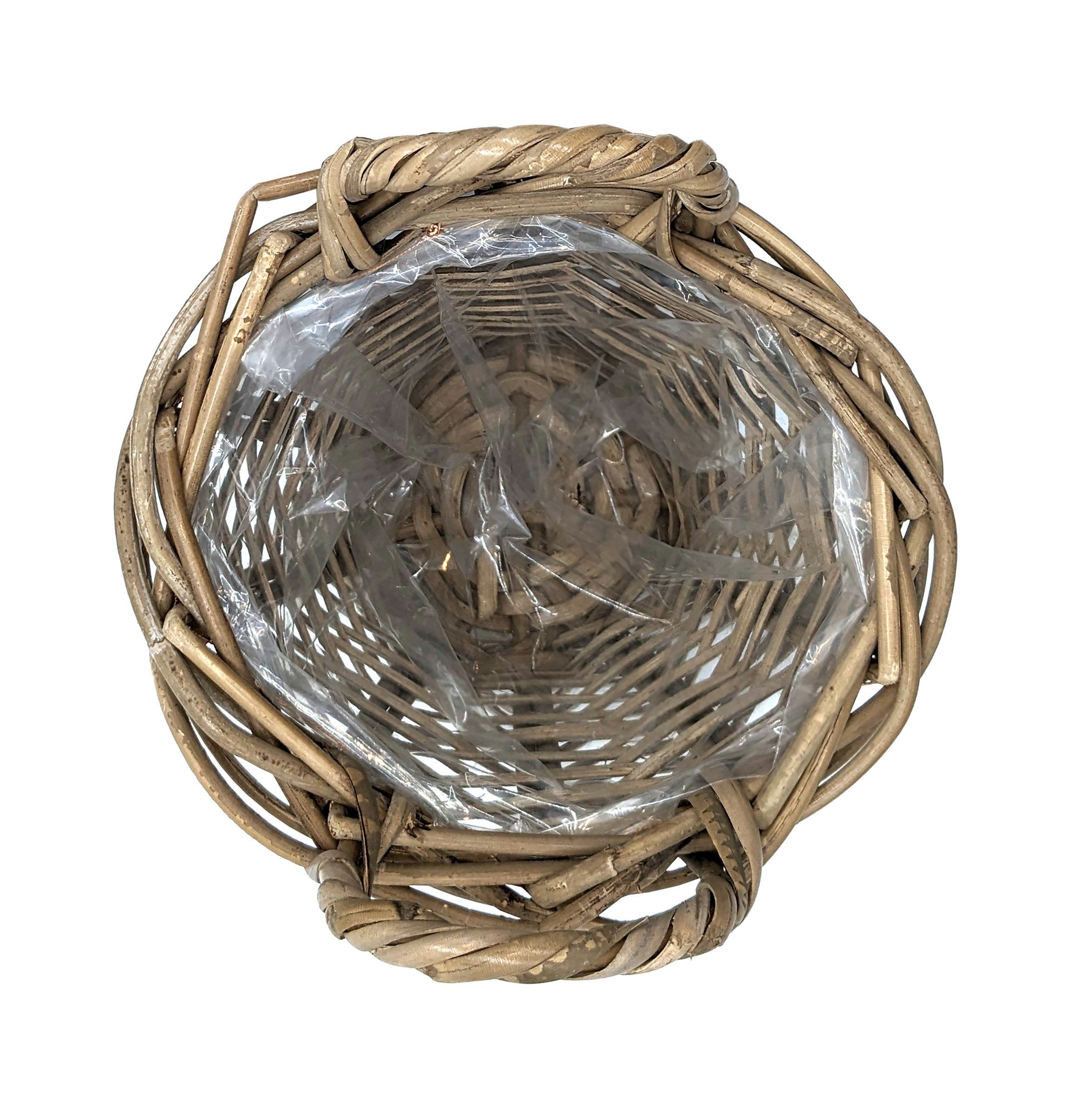 Spetebo Weidenkorb Rattan Pflanzkorb natur mit Henkeln - 34 cm (Packung, 1 St., 1 tlg), Weide Blumenkorb mit Folie