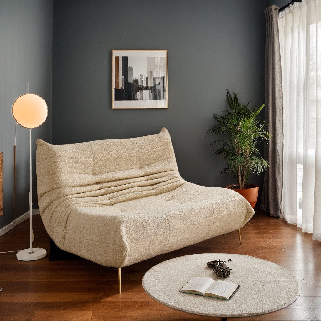 REDOM Sitzsack 2-Sitzer Lazy-Sofa (Teddy-Samt Sofa für maximalen Komfort - Hochwertiger Stoff, 1 St), Ergonomische Unterstützung - Ideal für Wohnzimmer