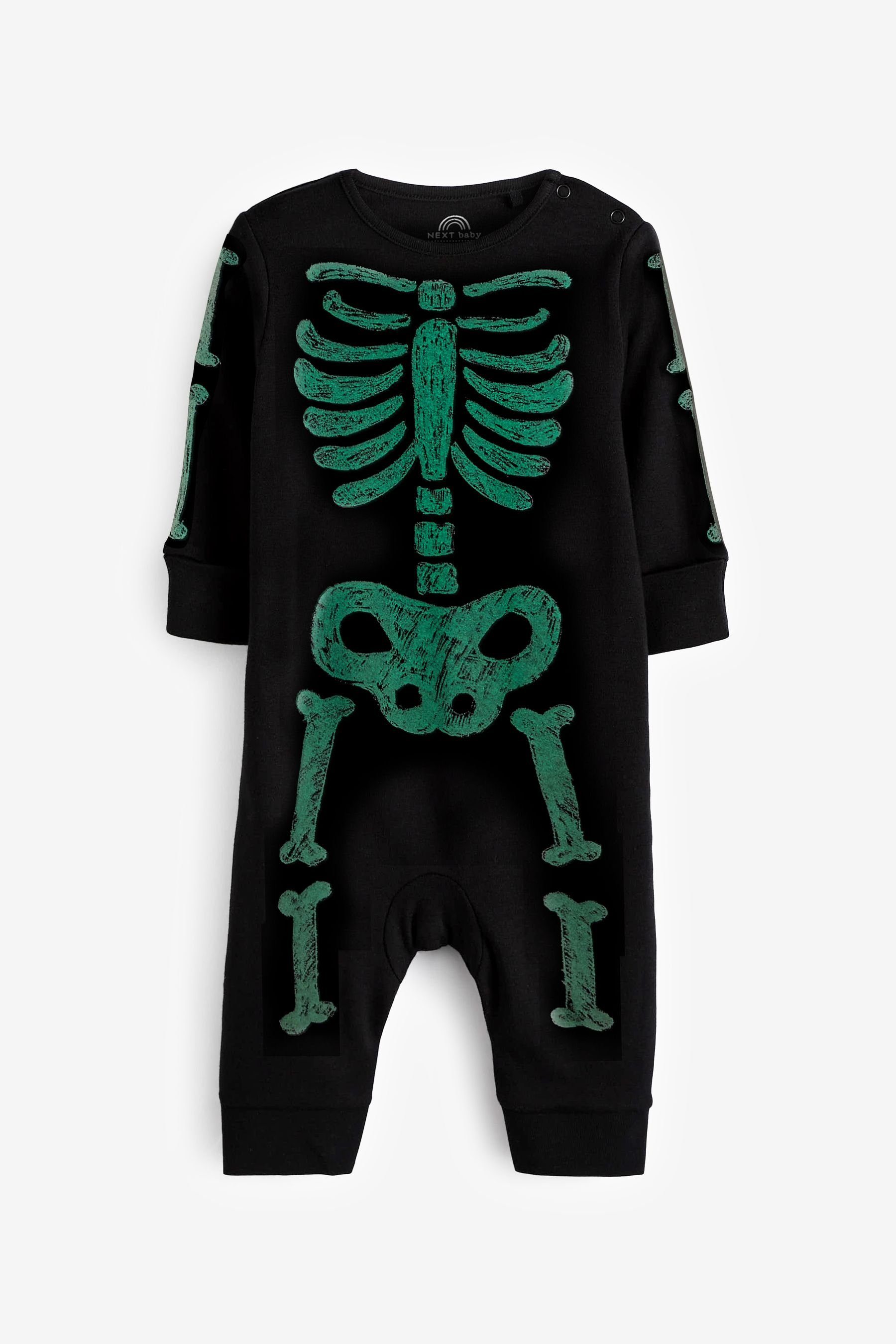 Next Schlafoverall Fluoreszierende, fußloser Halloween-Schlafanzug (1-tlg) Black Skeleton