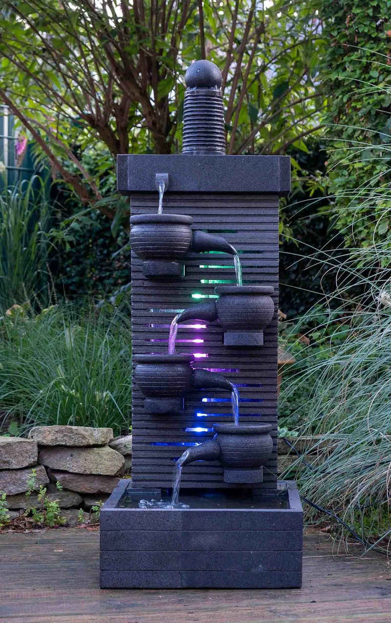 IDYL Gartenbrunnen IDYL Lavastein-Brunnen Wasserspiel mit Beleuchtung