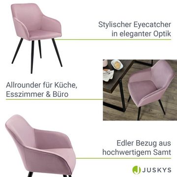 Juskys Loungesessel Tarje 4er Set Rosa, Samtbezug, weiche Polsterung, kratzfesten Metallbeinen