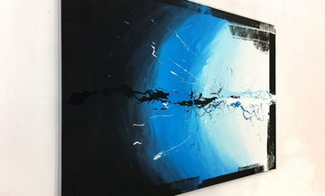 WandbilderXXL Gemälde Blue Chaos 120 x 75 cm, Abstraktes Gemälde, handgemaltes Unikat