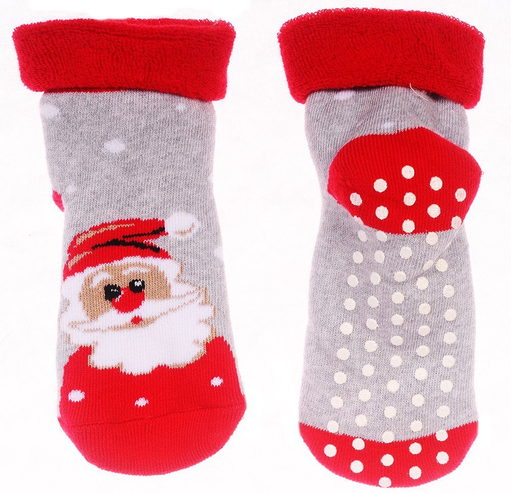 Martinex Thermosocken Socken Baby Kinder Weihnachten warme Weihnachtssocken Antirutschsocken