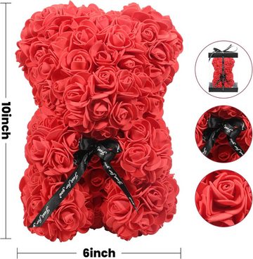 NWS Geschenkbox (Geschenke für Muttertag, Valentinstag, Braut, Die perfekte Party), Rose Flower Bär Handgemachter Teddybär, Beste künstliche Dekoration