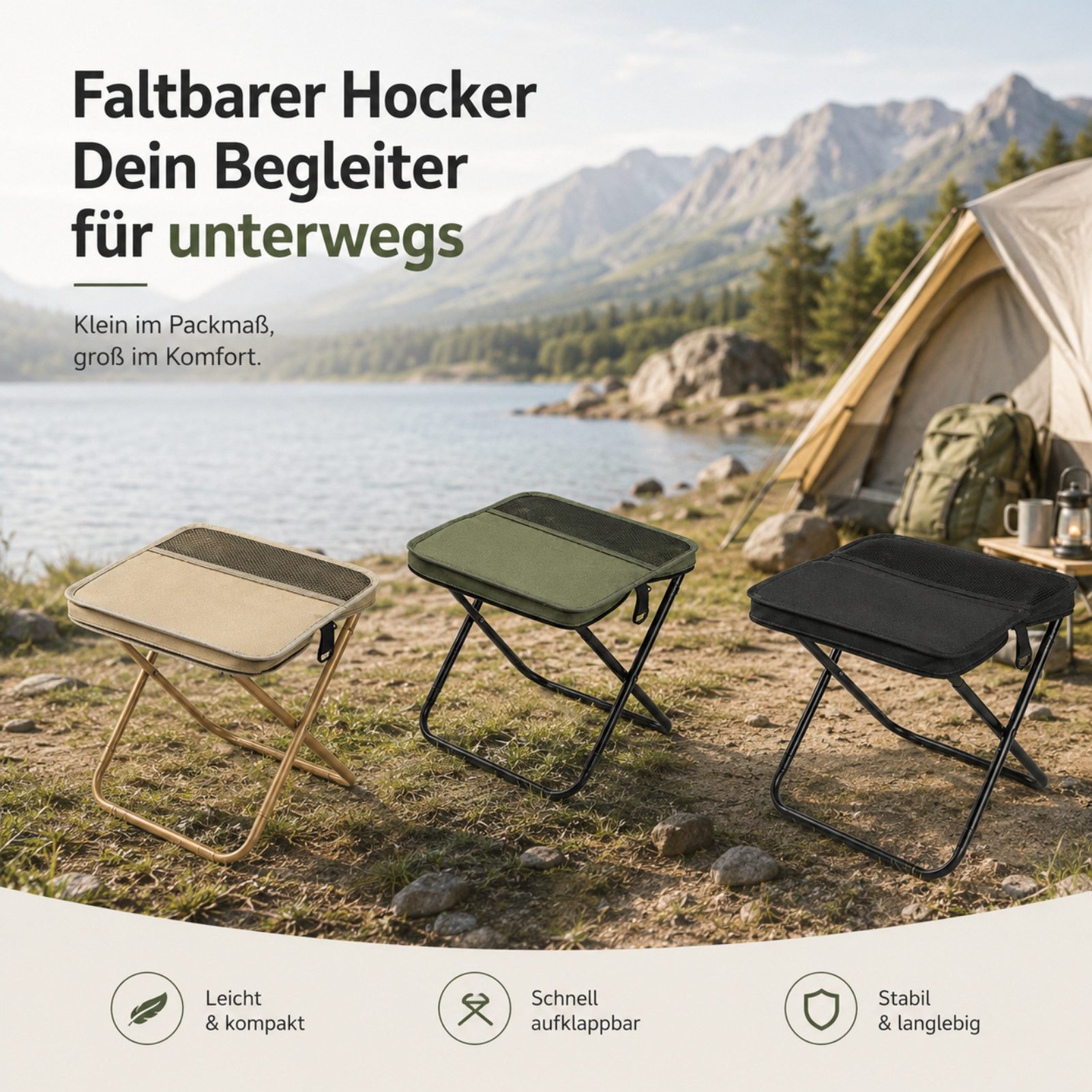 Jumpeak Klappstuhl Klappstuhl,Klappstuhl camping leicht,Mini klappstuhl,Klappstuhl klein, Klappstuhl balkon,Klapphocker garten,Klappstuhl strand,Dreifarbig