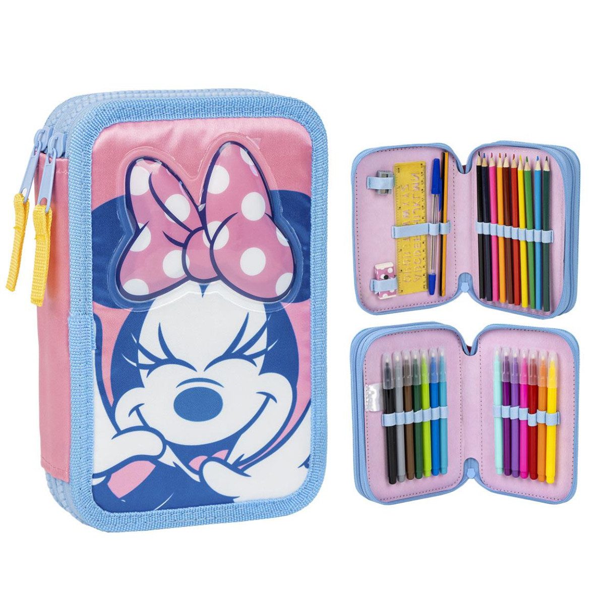 Disney Minnie Mouse Federmäppchen Lustiges Federmäppchen mit Zubehör – Perfektes Schulzubehör für Kinder