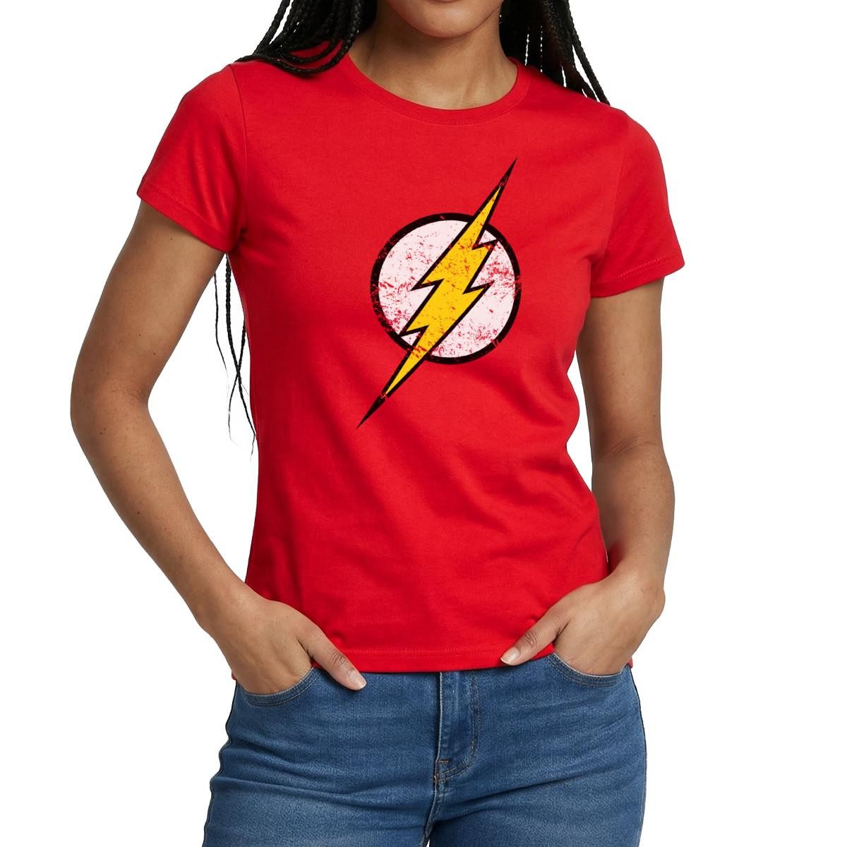 T-Shirt DC Comics Justice League The Flash Logo Used Look Frauen T-Shirt