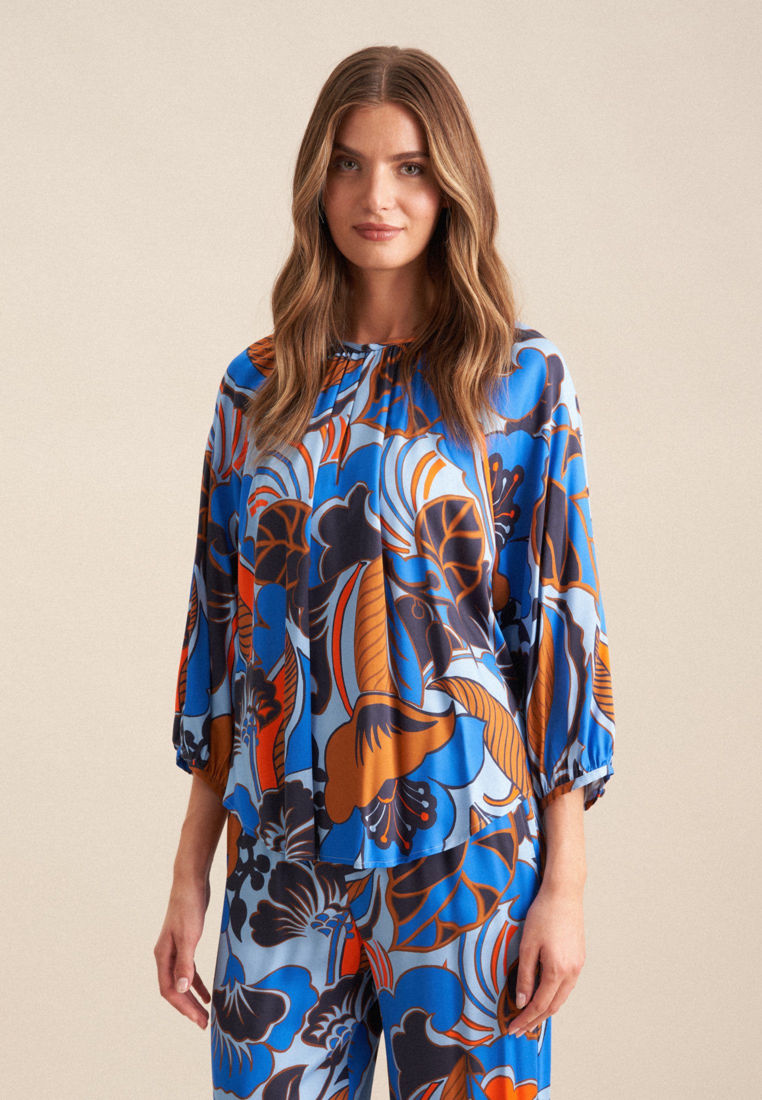seidensticker Klassische Bluse Schwarze Rose Tunika Floral