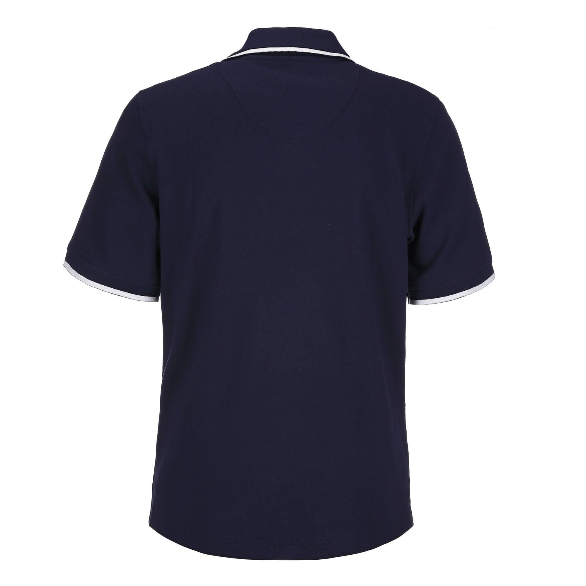 modAS Poloshirt Herren marine Brusttasche Knopfleiste Metall-Knöpfen mit (16) mit 3 T-Shirt und