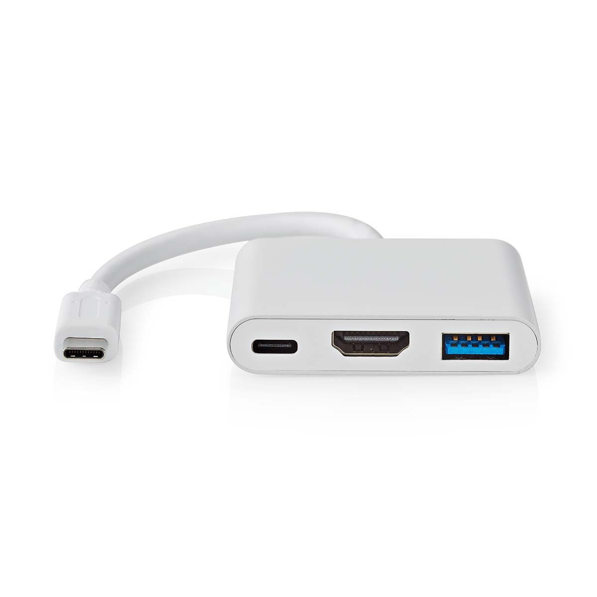 Nedis CCGB64770WT01 USB-Adapter USB Multi-Port-Adapter zu USB Multi-Port-Adapter, USB-C, HDMI 4K, USB-A. Power Delivery für flexiblen Einsatz