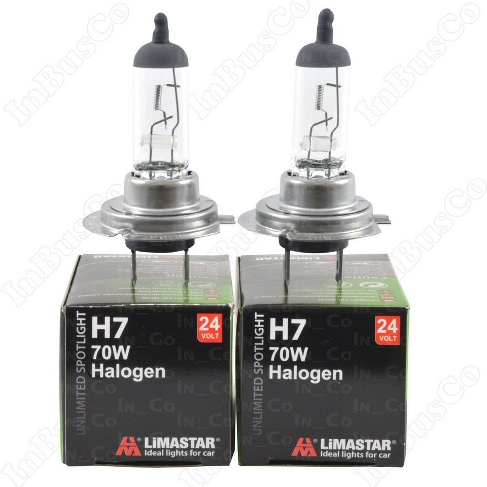 Inbusco 2 Stück H7, 24V, 70 W LKW Sockel PX26d Halogenlampen Blau