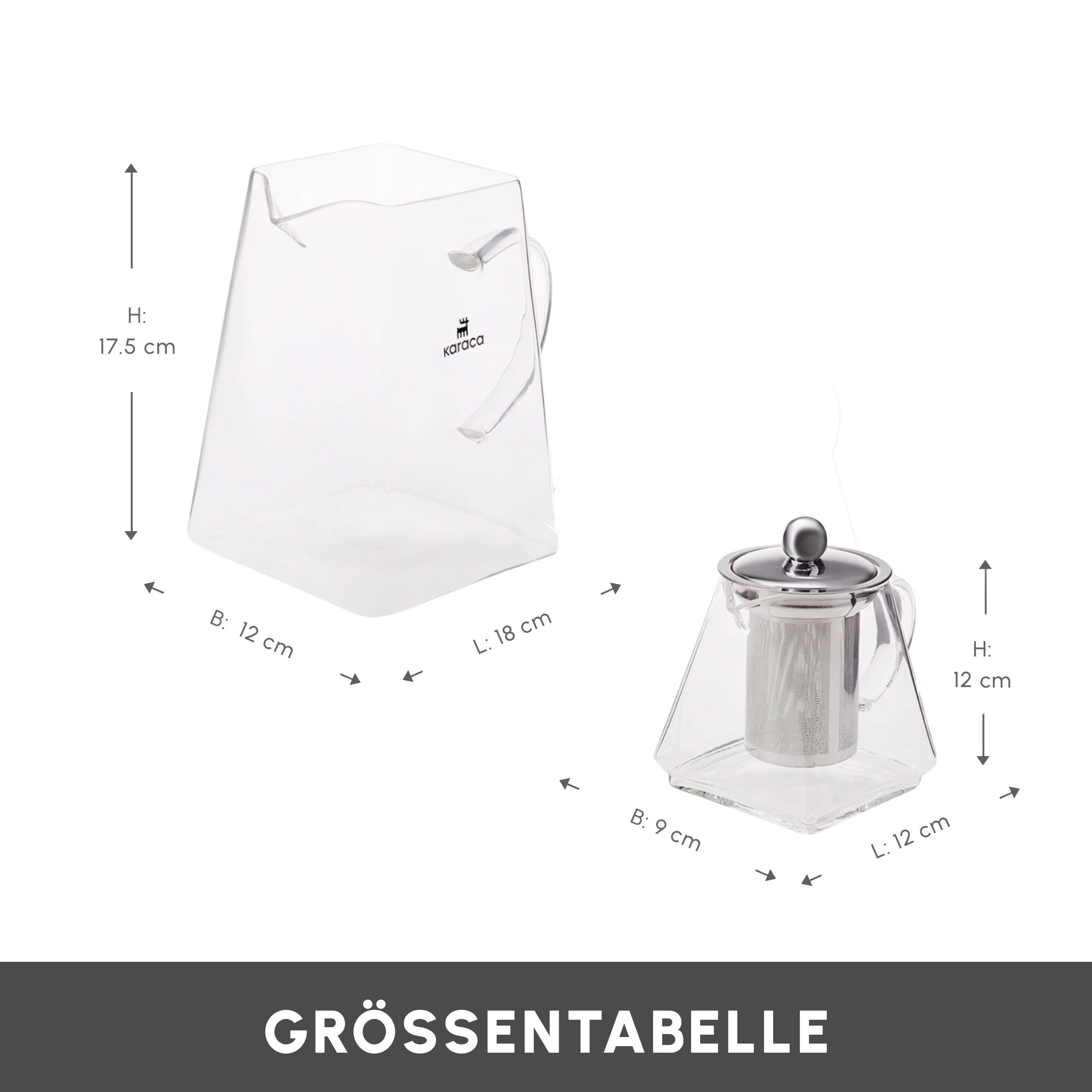 Karaca Teekanne Karaca Giza Glas-Teekannen-Set, 1.95L, Türkischer Teebereiter, 2 l, (3-St)