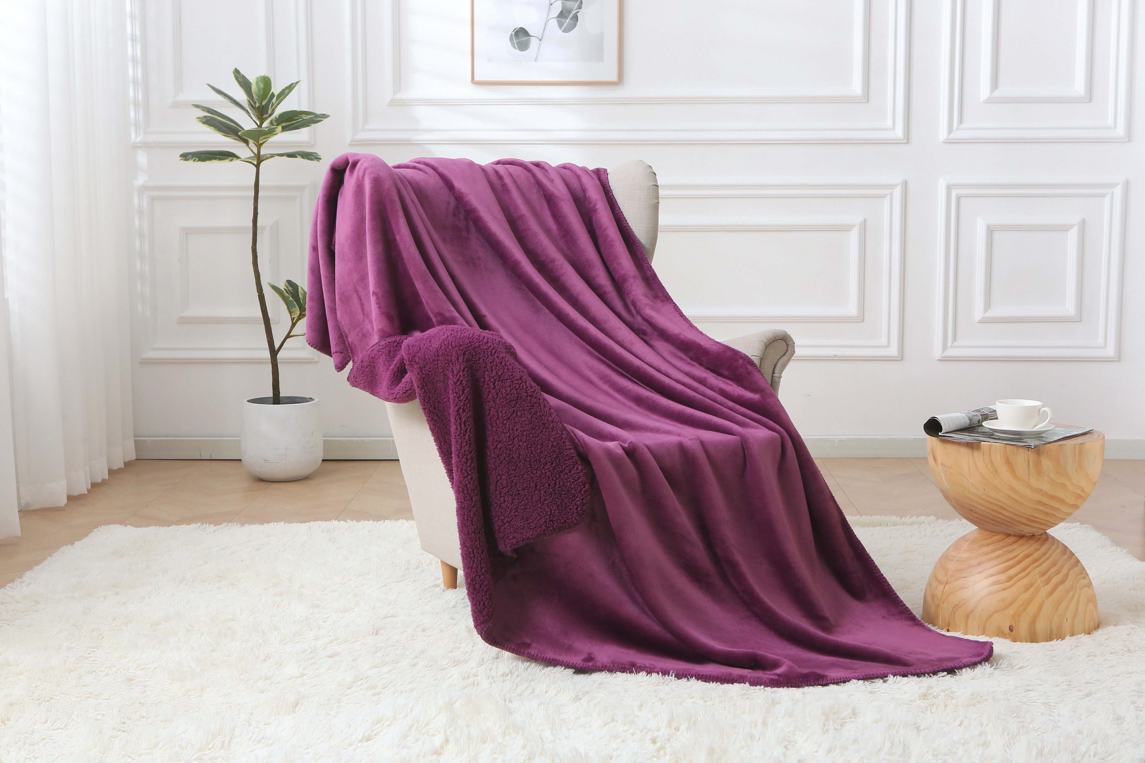 Wohndecke Sherpadecke, Kuscheldecke flauschig Mikrofaser Wohndecke, günstig online kaufen