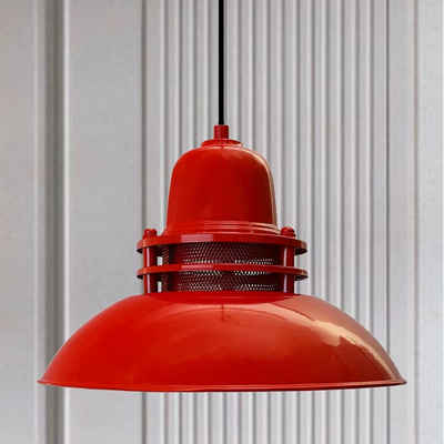 Bamyum Pendelleuchte Bamyum Hängelampe Rot Metall Ø34 cm E27 Retro Lampe, ohne Leuchtmittel