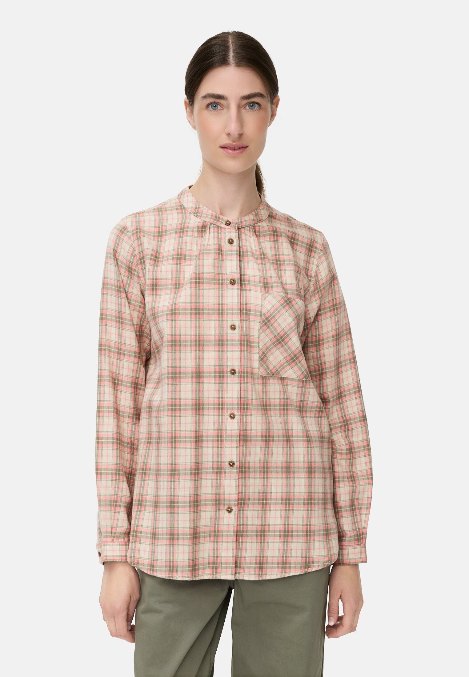 camel active Hemdbluse aus Baumwollmix Langarm Рубашки-блузкиkragen kariert