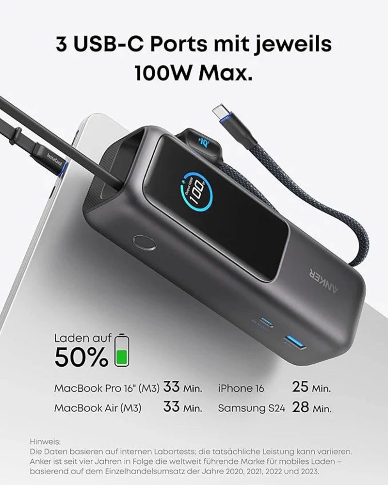 Anker A1695 (25.000mAh / 165W) Powerbank 25000 mAh