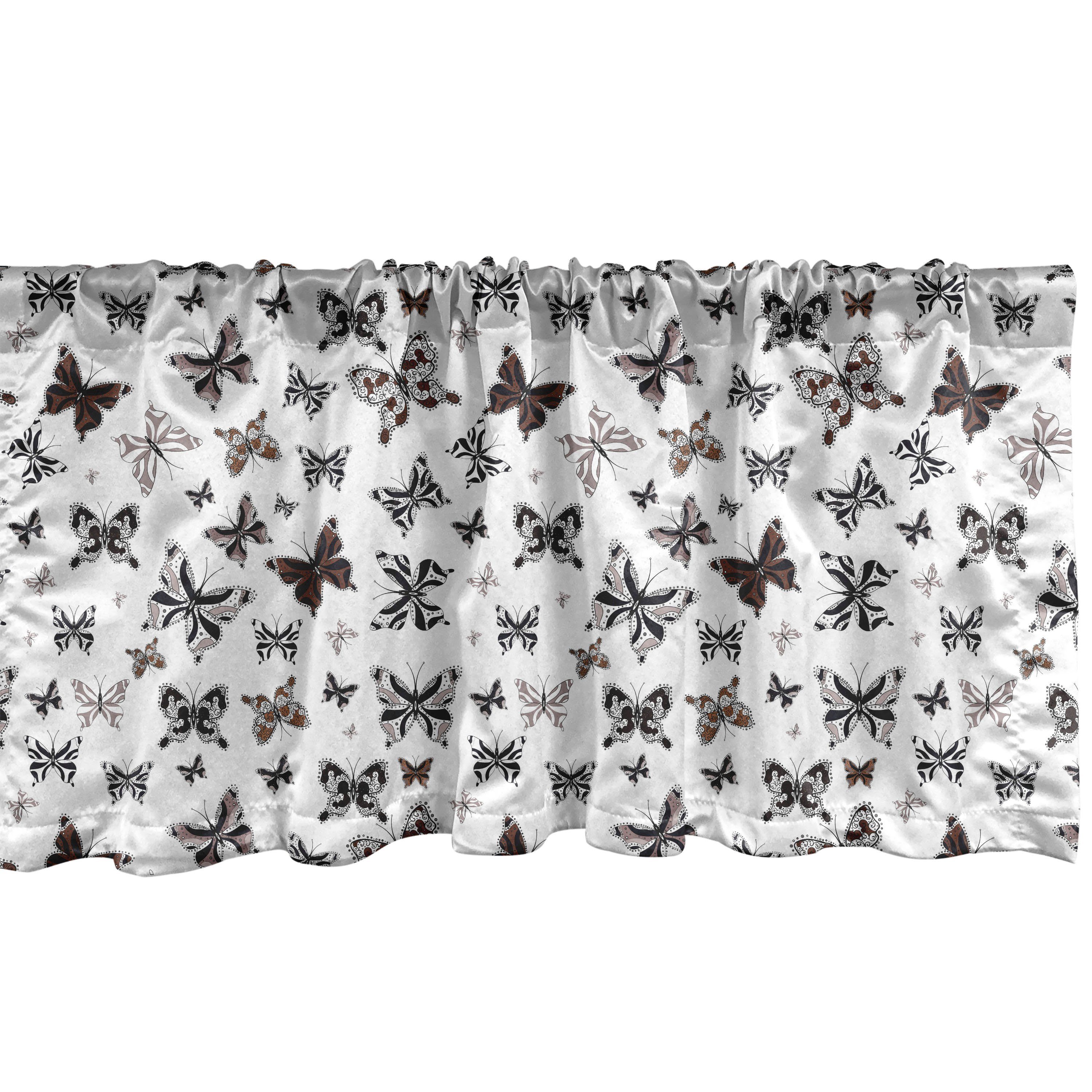 Scheibengardine Vorhang Volant für Küche Schlafzimmer Dekor mit Stangentasche, Abakuhaus, Microfaser, Insekten Kreative Ornament Schmetterling