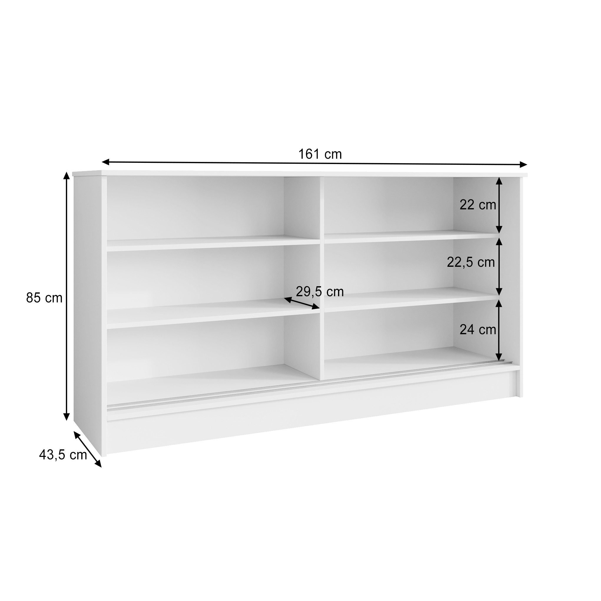 Beautysofa Kommode mit 2 Schiebetüren HORIZON (in 100 cm, 120 cm oder 160 cm, verschiedene Farben: Eiche Artisan, Schwarz, Weiß, Kaschmir), mit dekorativen Lamellen