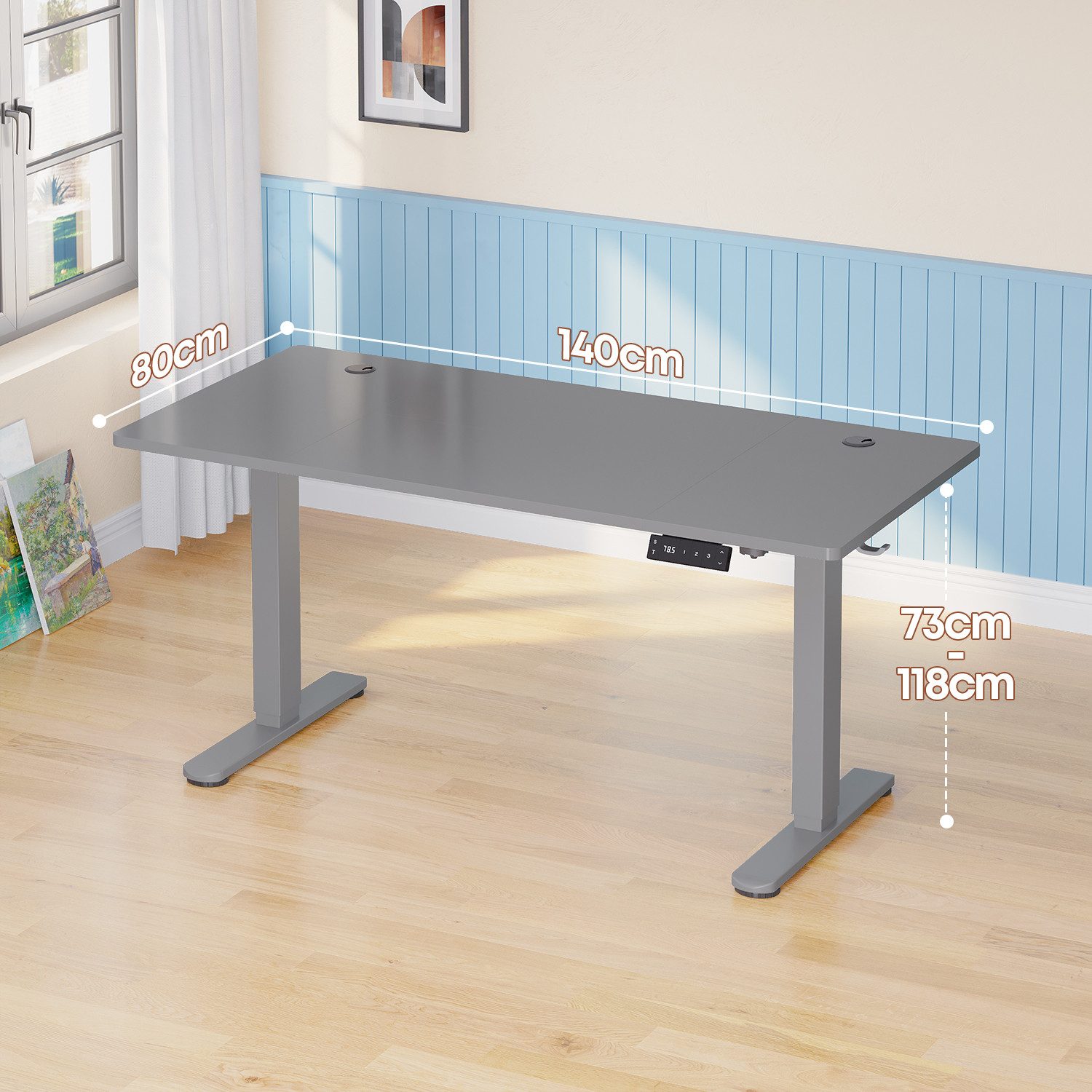HOMALL Schreibtisch Höhenverstellbarer Schreibtisch mit 3 Höhen-Speicherfunktionen (Mehrere GrdBen 120/140/160/180/200 cm mit 1 USB-Ladanschlus Tischplate mit einerTiefe von 80 cm Der Tisch besteht aus ver Tischplaten)