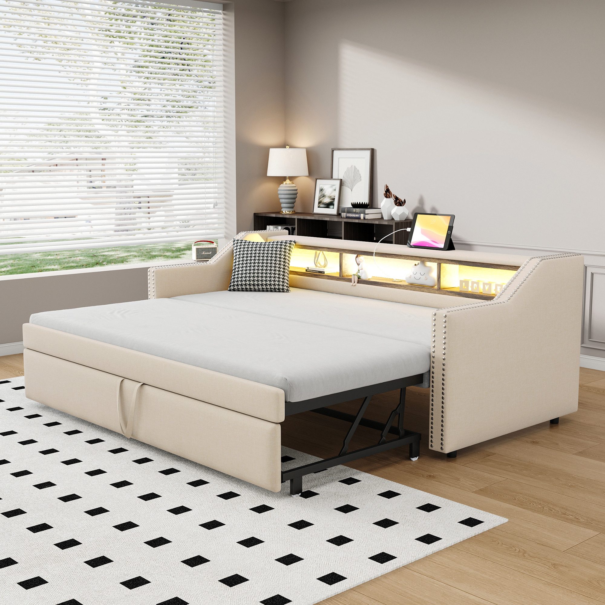 Flieks Daybett, Ausziehbares Polsterbett 90/180x190cm mit günstig online kaufen
