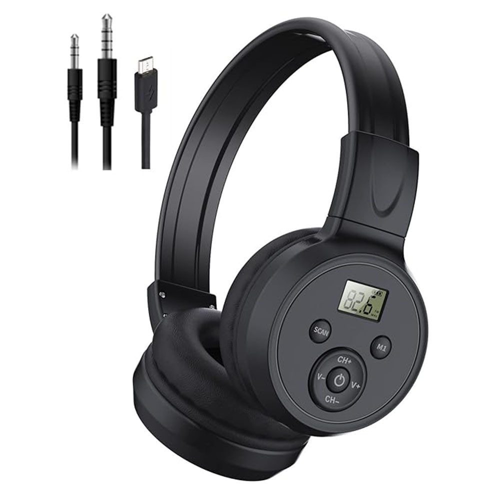 Tekoo UKW-Radio Kopfhörer wiederaufladbar 24h Akku FM Headset faltbar UKW-Radio (Senderspeicher, FM-Empfang, Automatischer Sendersuchlauf, Lange Akkulaufzeit (24h),Leichtgewicht(180g),Senderspeicher)