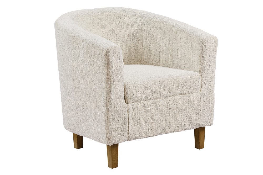 riess-ambiente Loungesessel HEMINGWAY beige/natur - Bouclé Tweed, Gummibaum, Weich, mit Armlehnen (Einzelartikel, 1-St), Moderner Cocktailsessel - ideal für Wohn- & Schlafzimmer oder beim TV