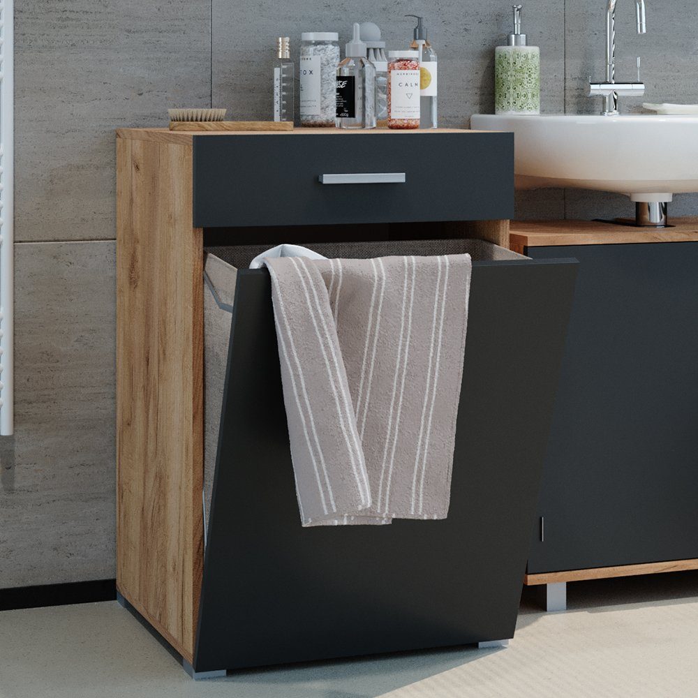 Vicco Wäscheschrank Matteo, Anthrazit/Goldkraft Eiche, 50 x 78.5 cm (1-St)