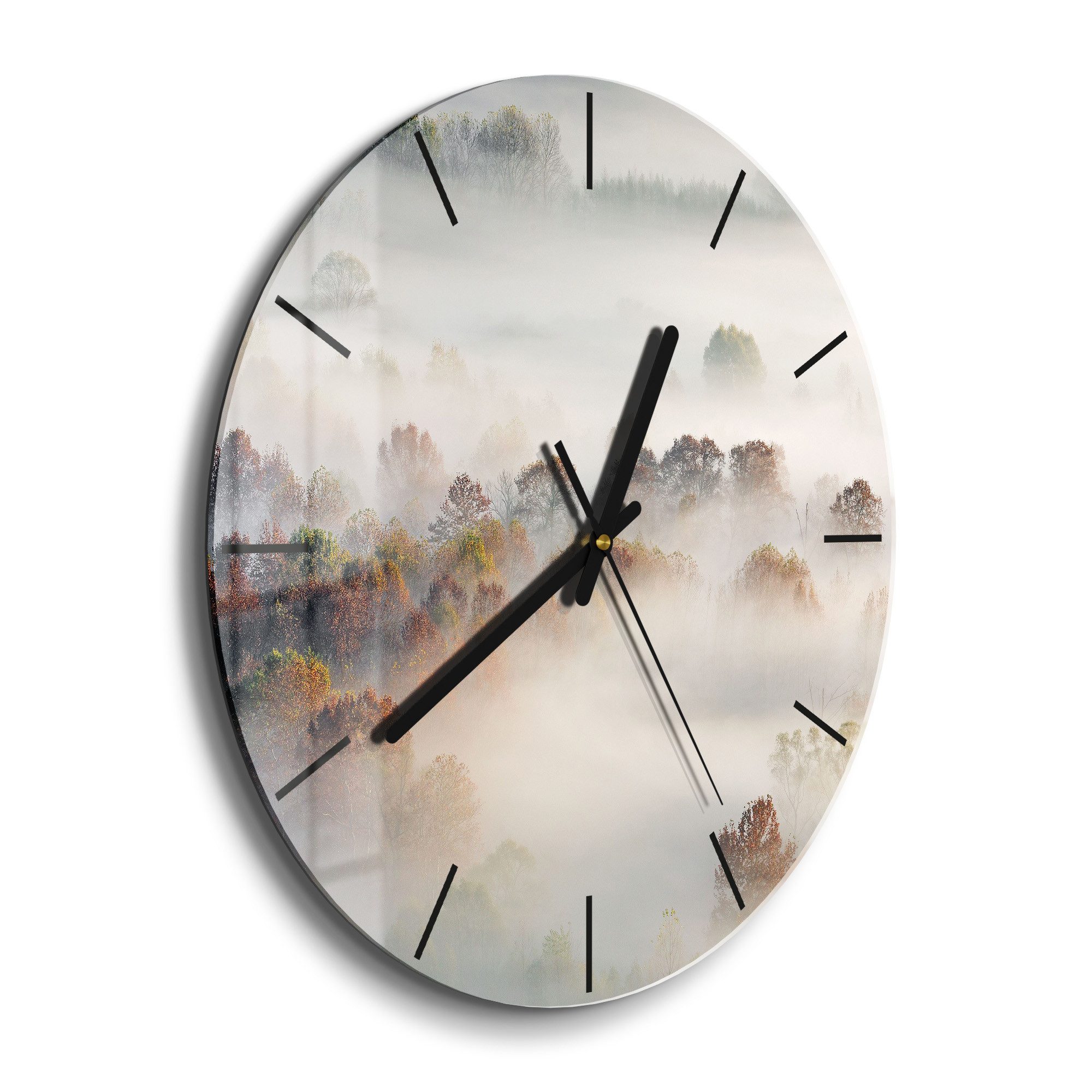 DEQORI Wanduhr 'Morgendlicher Nebelwald' (Glas Glasuhr günstig online kaufen