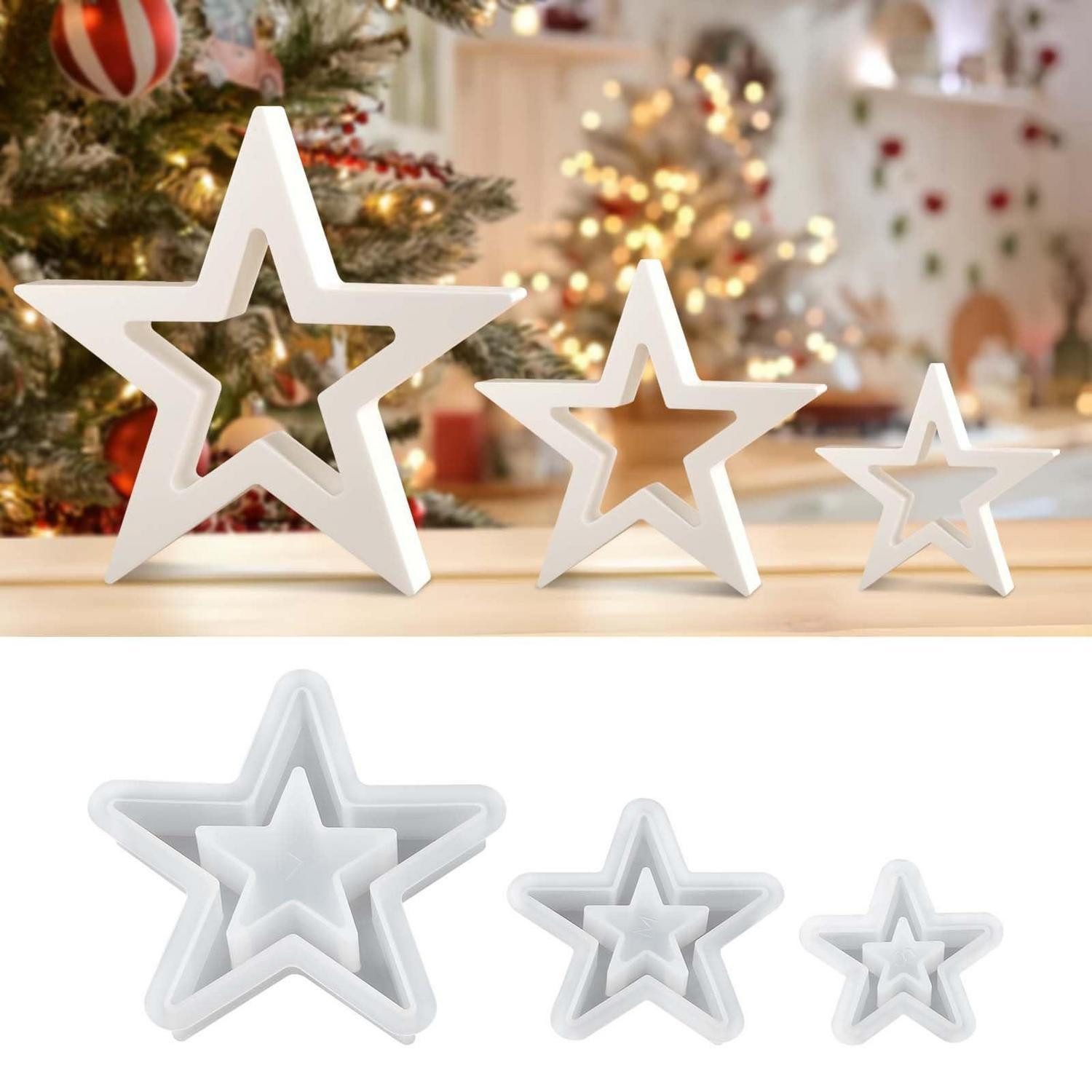 LuxusKollektion Silikonform Silikonform Weihnachten 3er Set Stern, (3-tlg)
