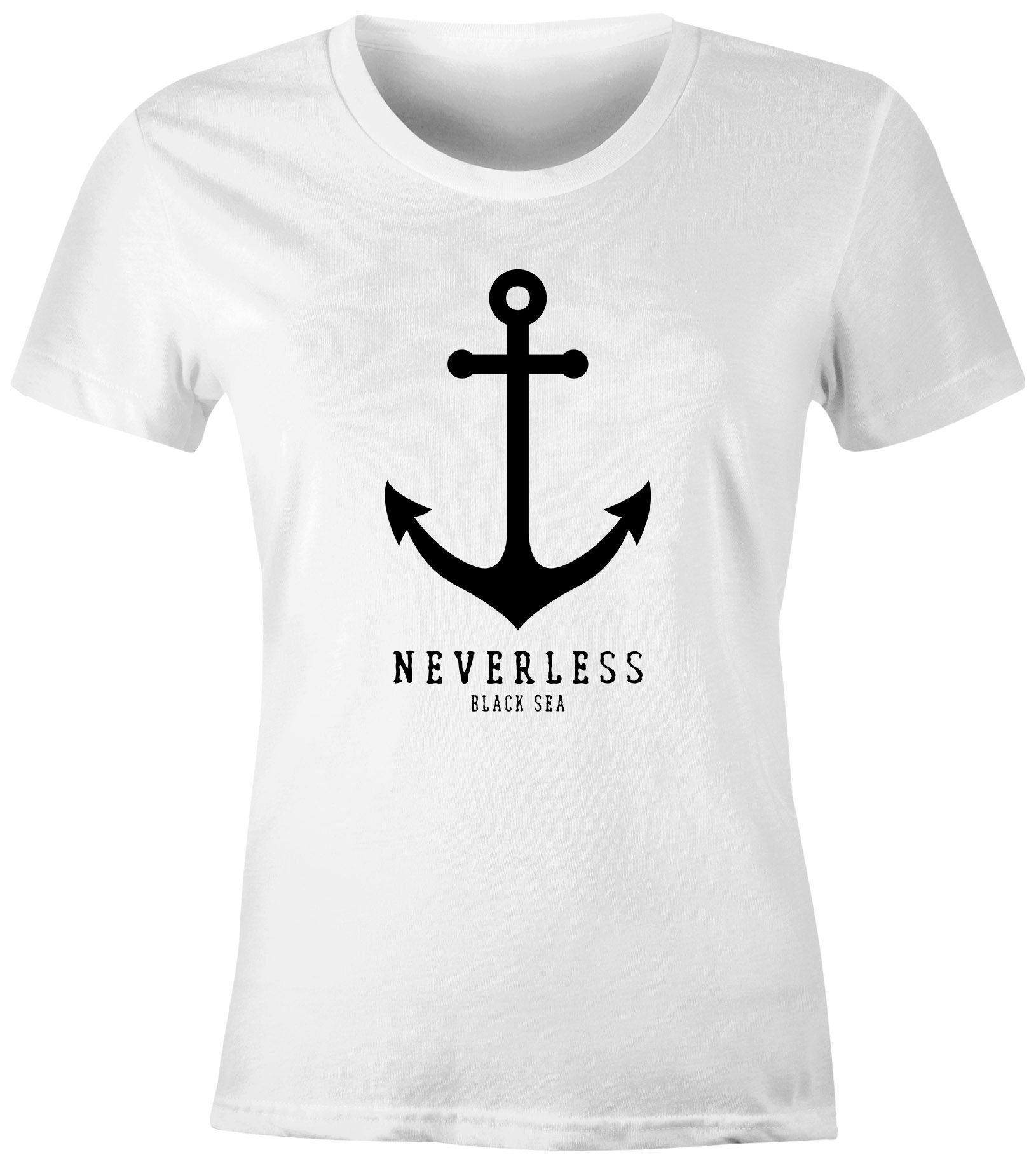 Neverless Print-Shirt Damen T-Shirt Anker Nautical Sailor Segeln Slim Fit  Neverless® mit Print