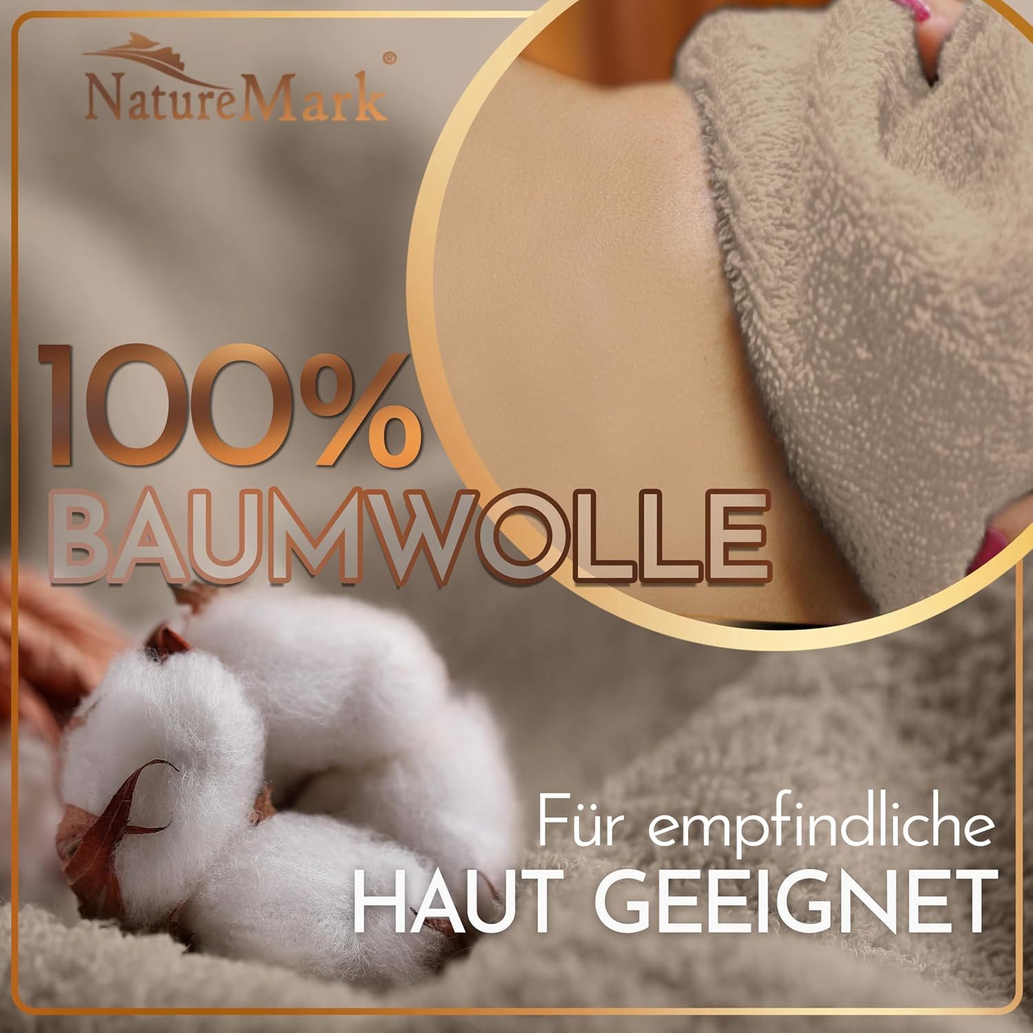 NatureMark Saunatuch Frottier Saunatücher 80x200cm, 100% Baumwolle (1-St), Premium Qualität SAUNATUCH Sauna-Handtuch, 80x200cm, Sand – Bild 5 von 5