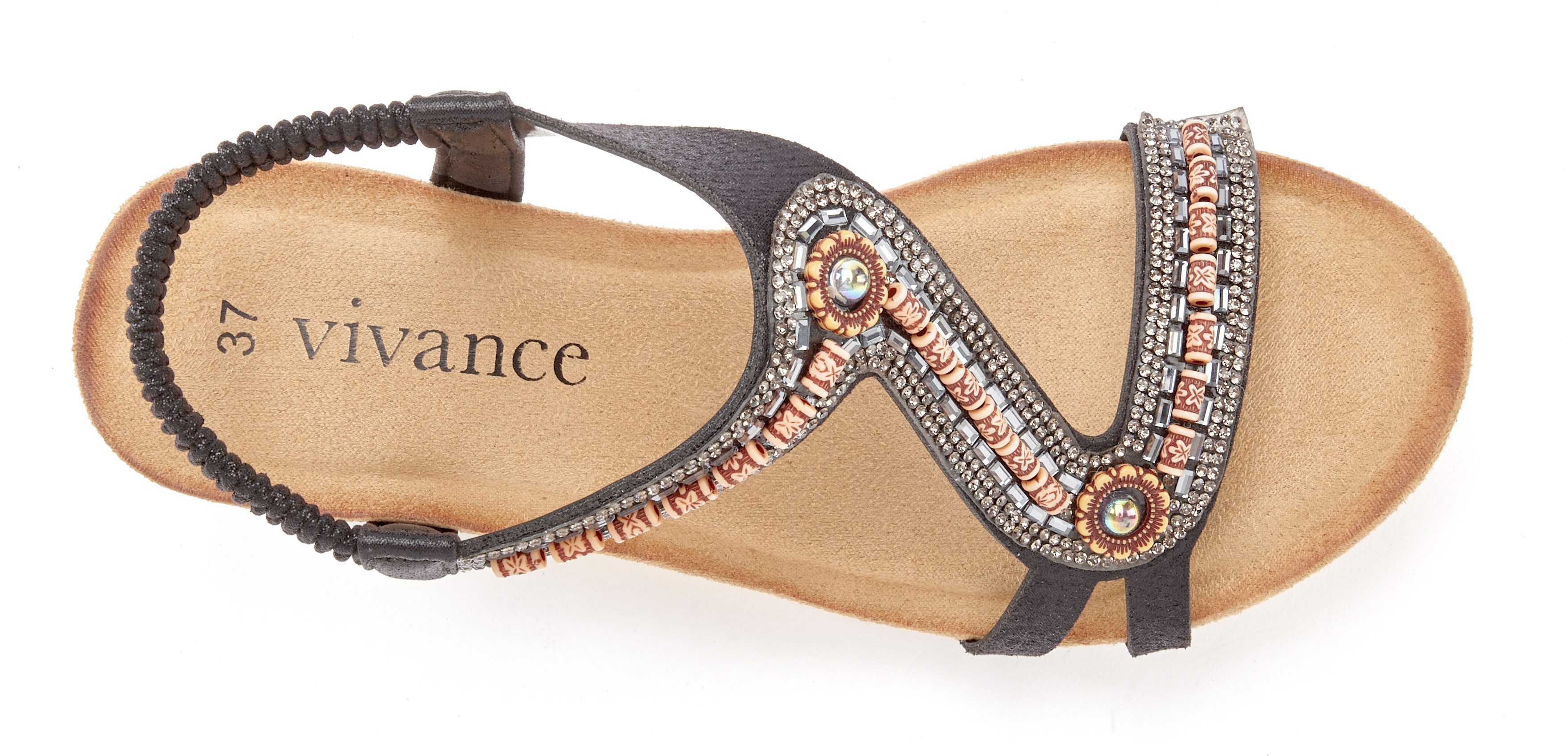 Vivance Sommerschuh, offener Schuh, Sandale, Sandalette mit Glitzerdetails, Keilabsatz & elastischem Riemchen VEGAN