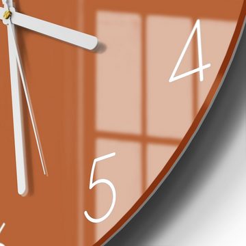 DEQORI Wanduhr 'Unifarben - Terrakotta' (Glas Glasuhr modern Wand Uhr Design Küchenuhr)