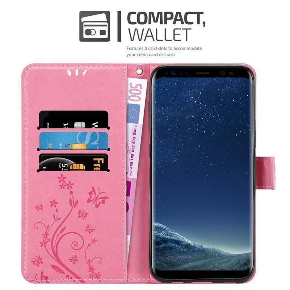 Cadorabo Handyhülle für Samsung Galaxy S8 PLUS Hülle Samsung Galaxy S8 PLUS, Hülle Schutzhülle Blumen Flower mit Standfunktion Kartenfach Magnet