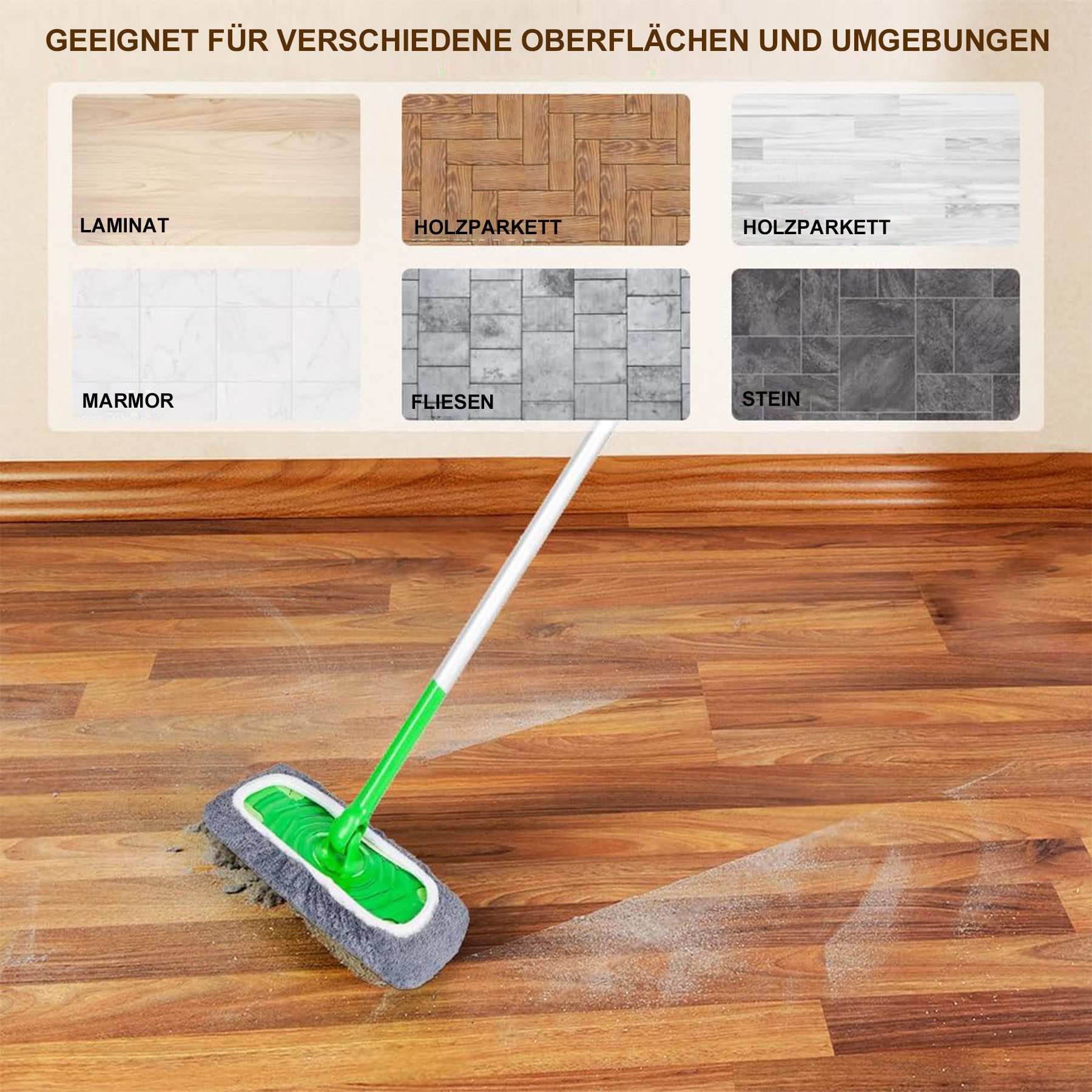 Mutig Wischmopp 4 Stück Wischmopp Bezug Ersatz,Waschbare für Swiffer Sweeper Mop, (Für Haushalt Wohnung Hotel Auto Bodenreinigung,25.4x11.5CM, 4-St., Waschbare,Vorteilspaket,Wiederverwendbare,Vielseitige Anwendung), 4-teiliges Set