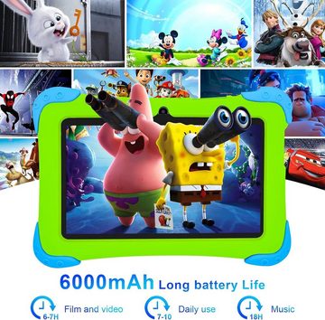 EagleSoar Kinder Quad Core Mit 2GB RAM Dual-Kamera, IPS-HD-Display, Tablet (7", 32 GB, Andriod 12, WLAN, Bluetooth, Kindersicherung,Ab 2-12 mit Kindersicherer Hülle)