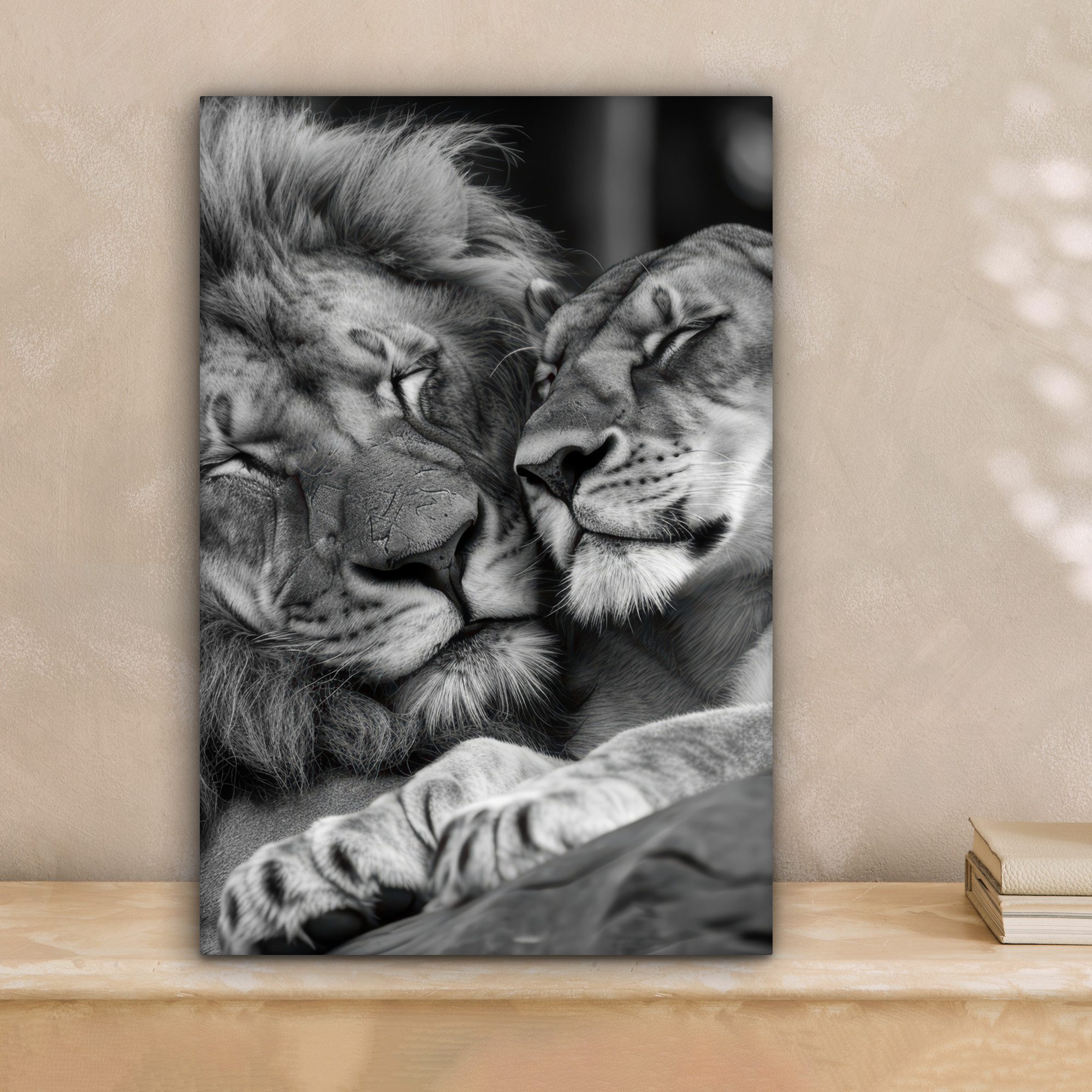 OneMillionCanvasses® Leinwandbild Löwen - Tiere - Schwarz - Weiß - Löwe, Fo günstig online kaufen