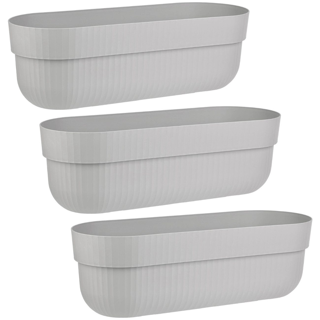 Engelland Blumenkasten mit Wasserspeicher/Drainagesystem und Abstandshalter (Vorteils-Set, 3 St), Blumentopf, 50 cm, PP-Kunststoff, Balkonkasten, länglich, formstabil