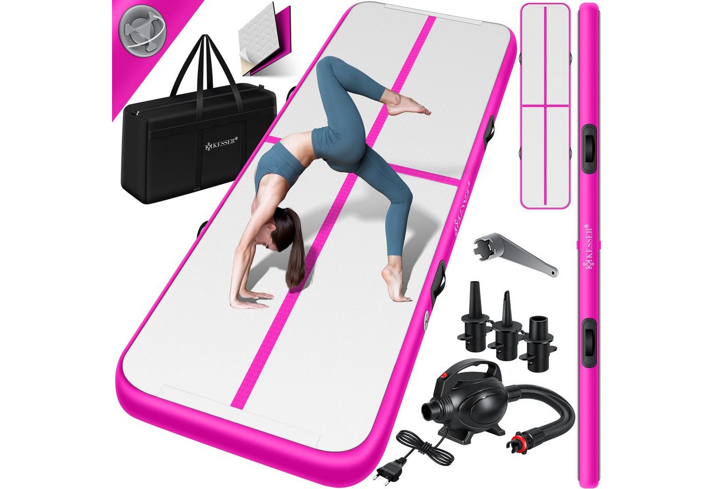 KESSER Turnmatte, Turnmatte Aufblasbar Airtrack Fitness-Matte Gymnastikmatte