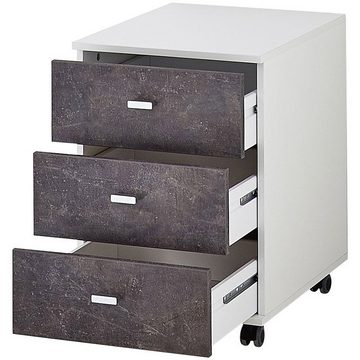 Lomadox Schreibtisch MERIDA-01, Büromöbel Set, Weiß / Basalto-Dunkel, BxHxT: ca.160x75x80cm