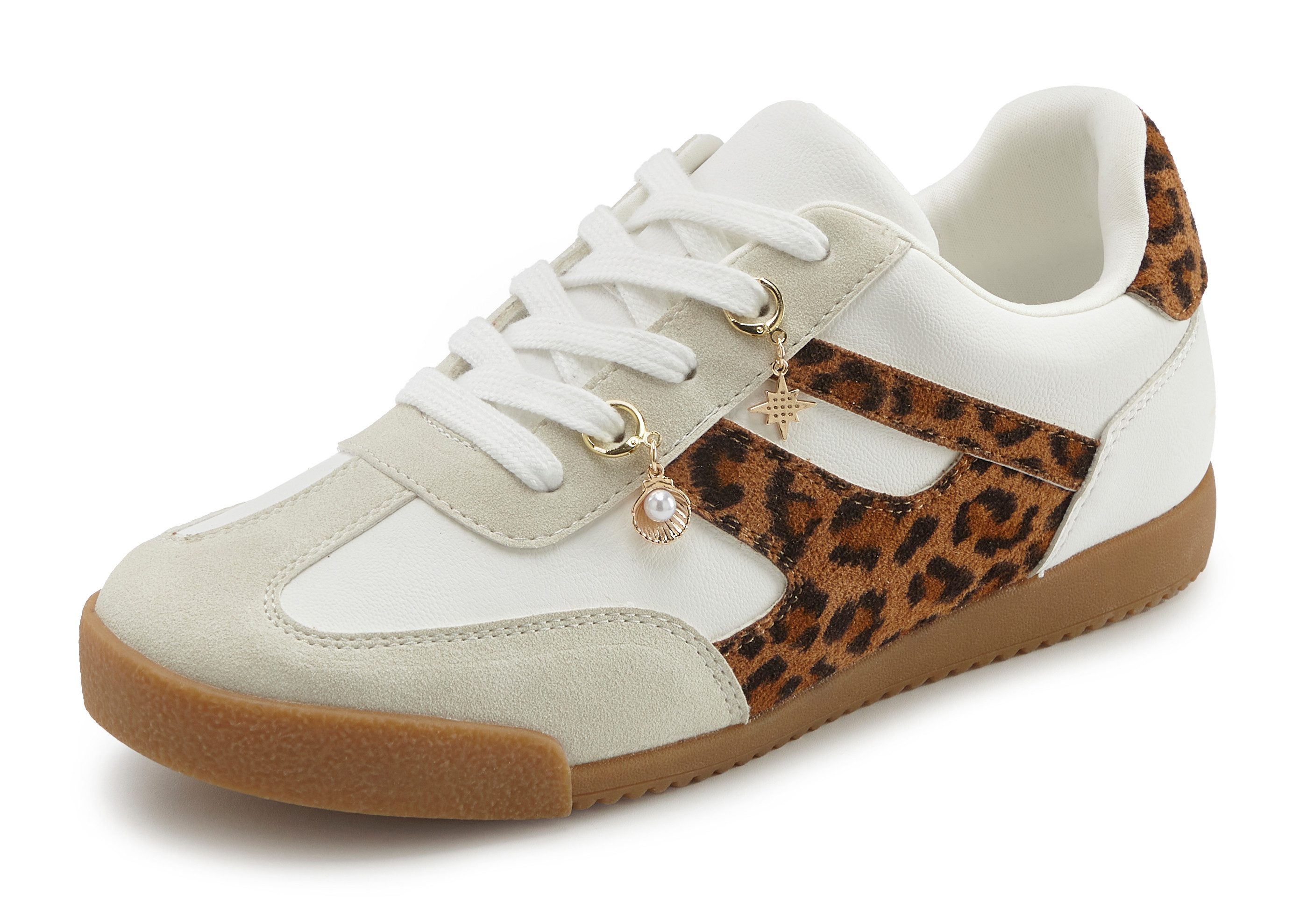 LASCANA Sneaker Schnürhalbschuh, Freizeitschuh mit abnehmbaren Schmucksteinen VEGAN