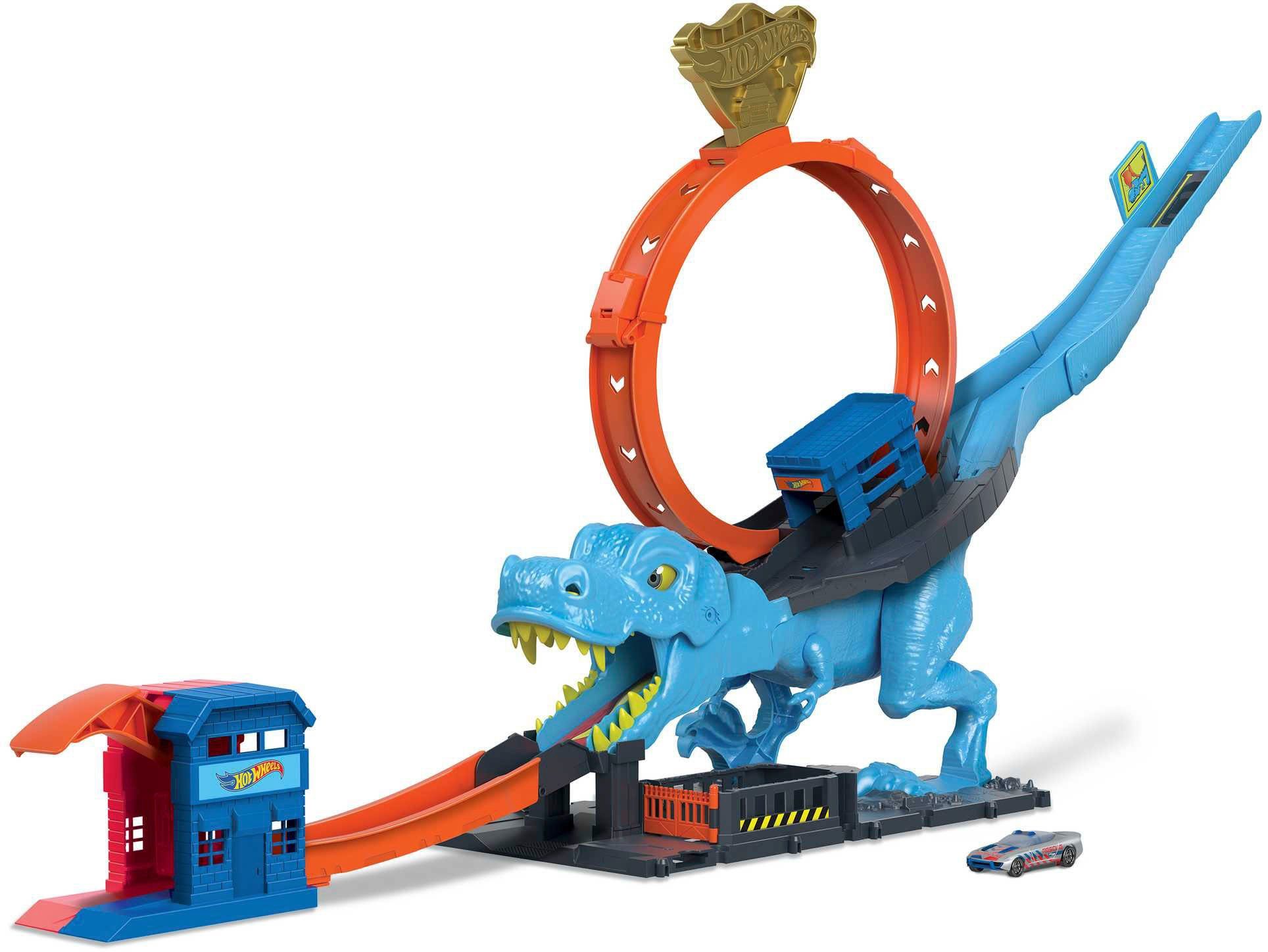 Hot Wheels SpielParkgarage City TRex LoopingBahn, DinosaurierAngriff inkl. Auto