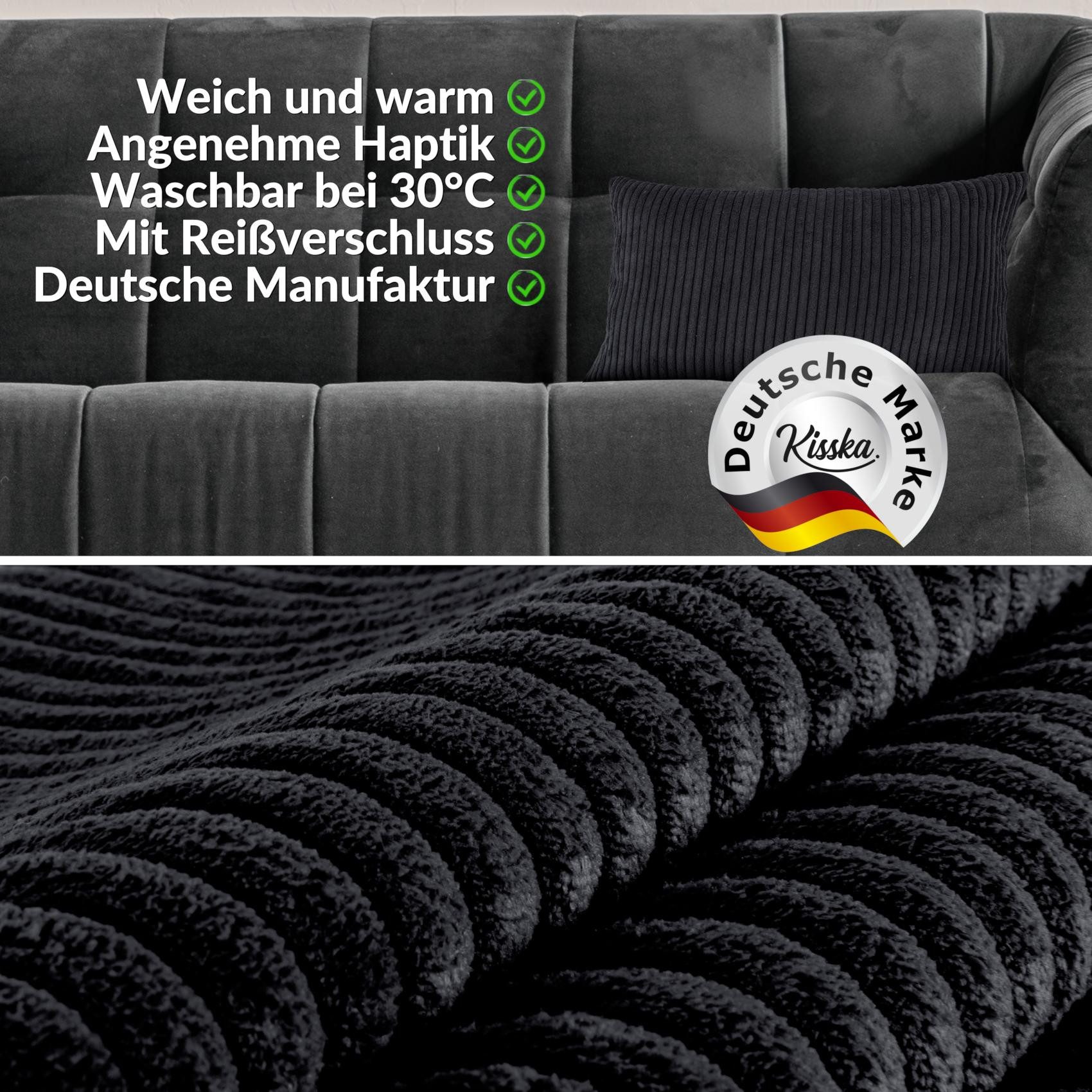 ANRO Dekokissen Kissenhülle MIT oder OHNE Füllung Kissenbezug Zierkissen, Kissenhülle in 30x50cm ohne Füllung Schwarz