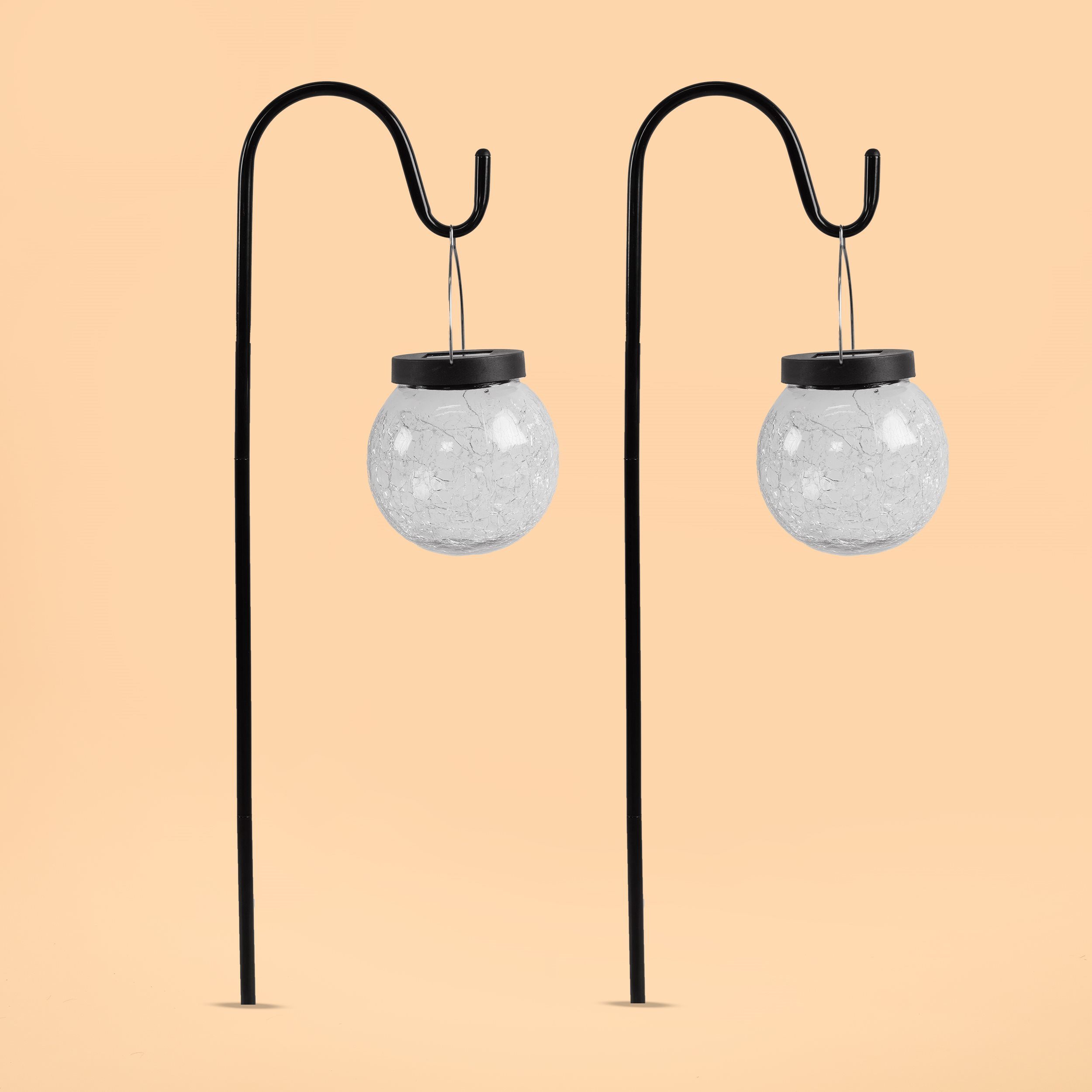 esotec Gartenstecker 2er Set Solarleuchten Smart Globe, Crackle Bruchglas outdoor 102314